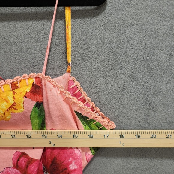 Farm Rio Tie Back‎ Dress Women's Size Large Mixed Chita Floral Print Boho - Picture 7 of 8